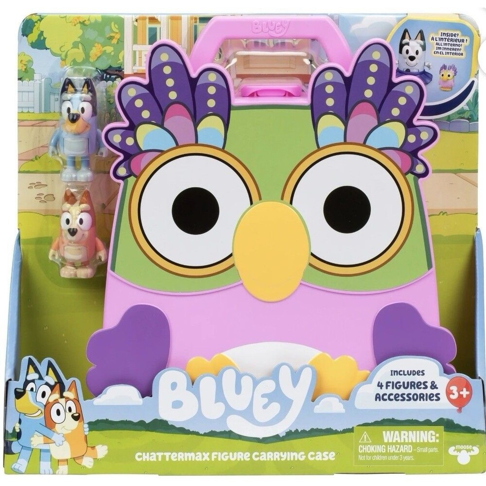 Chattermax Figure Case, Includes Bluey, Bingo, Muffin and Chattermax ~ NEW